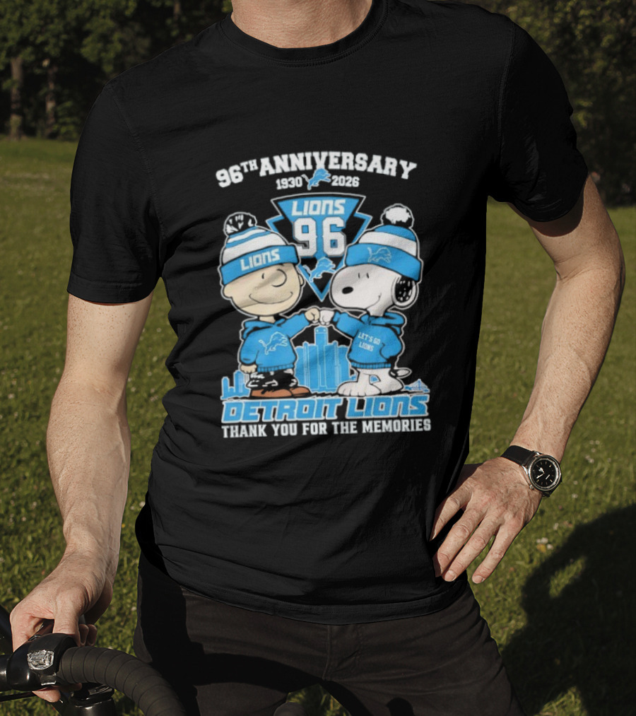 Detroit Lions 96th Anniversary 1930-2026 Snoopy And Charlie Brown T-Shirt