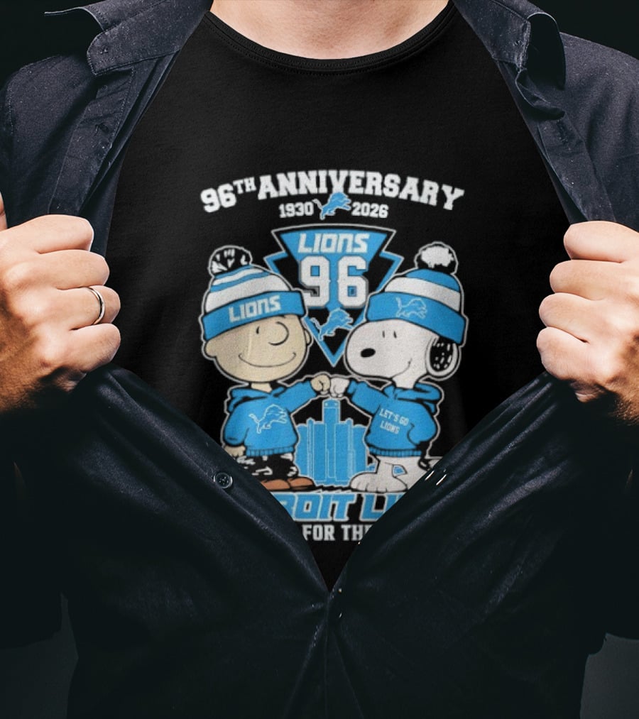 Detroit Lions 96th Anniversary 1930-2026 Snoopy And Charlie Brown T-Shirt