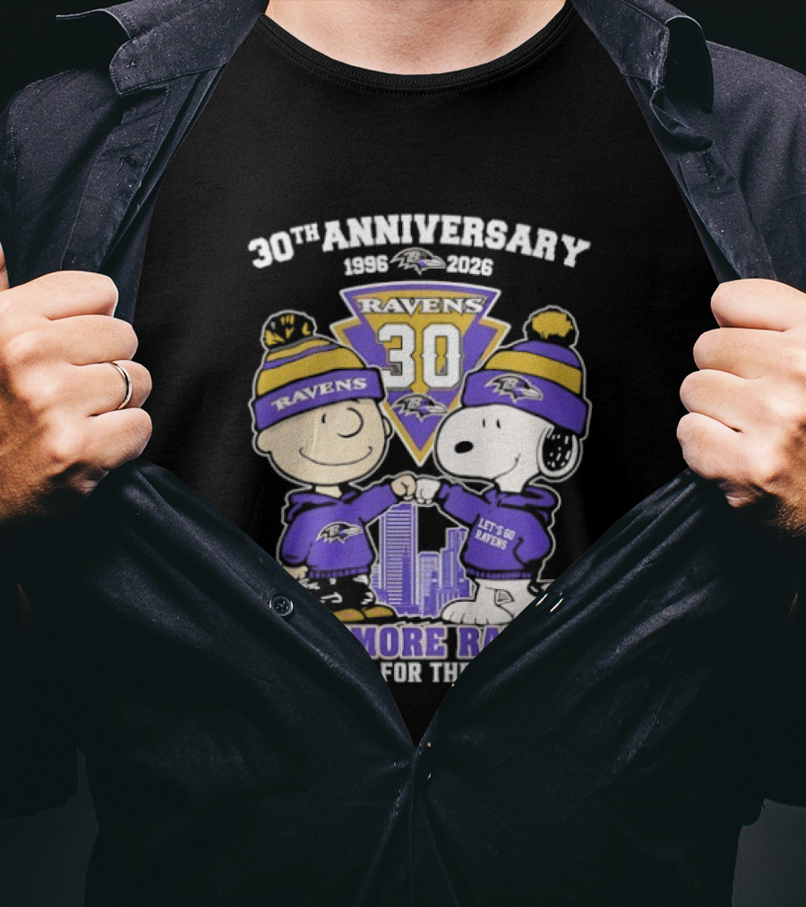 Baltimore Ravens Snoopy Charlie Brown 30th Anniversary 1996 2026 Thank You For The Memories T-Shirt