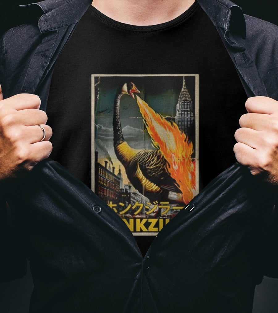 Honkzilla Goose Retro Japanese Movie Fire-Breathing City Attack T-Shirt