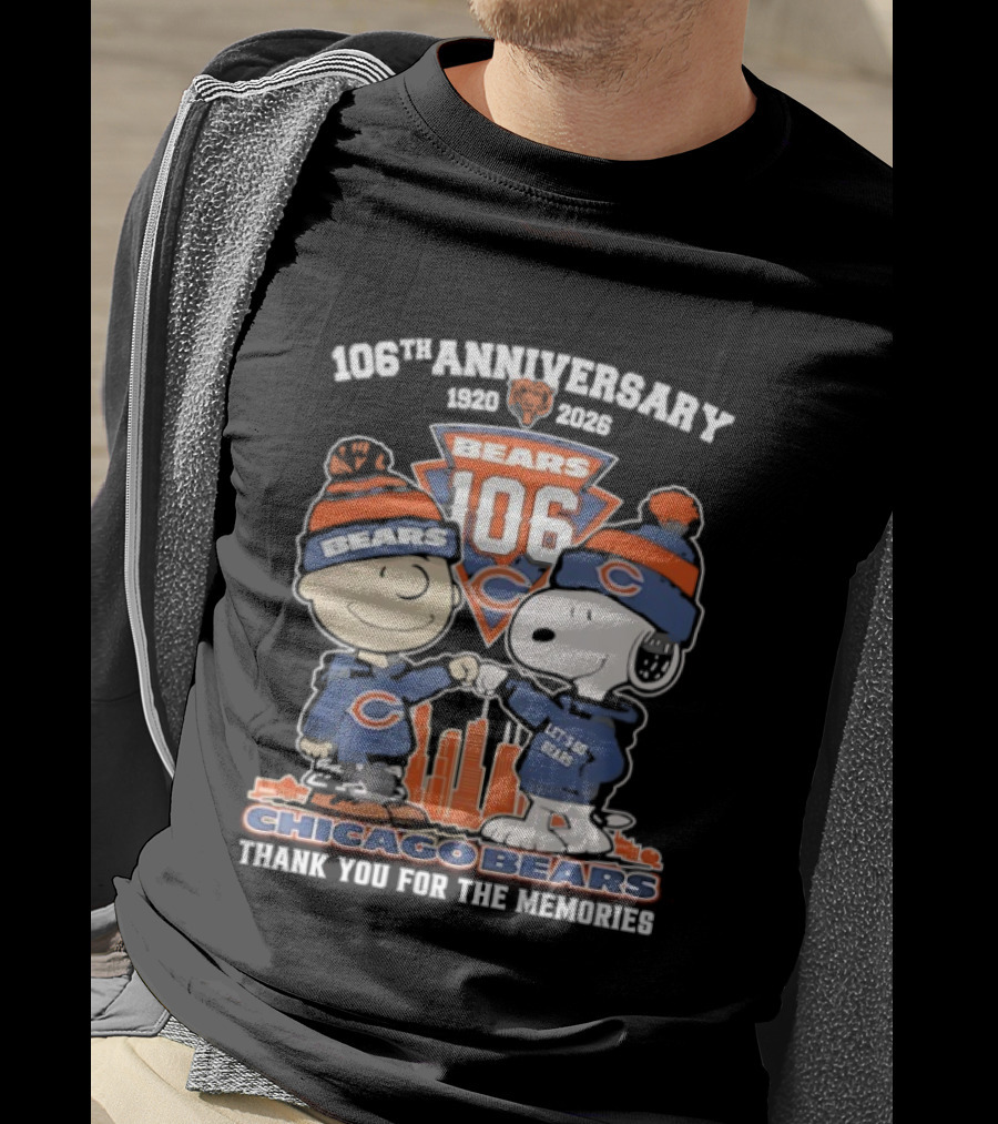 Chicago Bears 106th Anniversary 1920 2026 Snoopy And Charlie Brown Thank You For The Memories T-Shirt