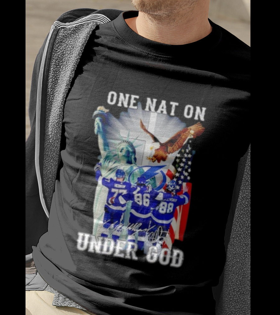 Tampa Bay Lightning Hockey Hedman 77 Point 86 Vasilevskiy 88 One Nation Under God T-Shirt