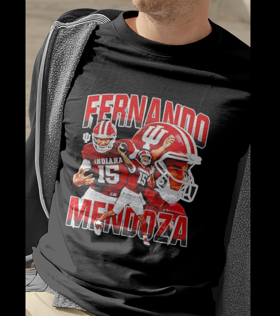 Indiana Football Fernando Mendoza Collage NCAA Player Number 15 T-Shirt