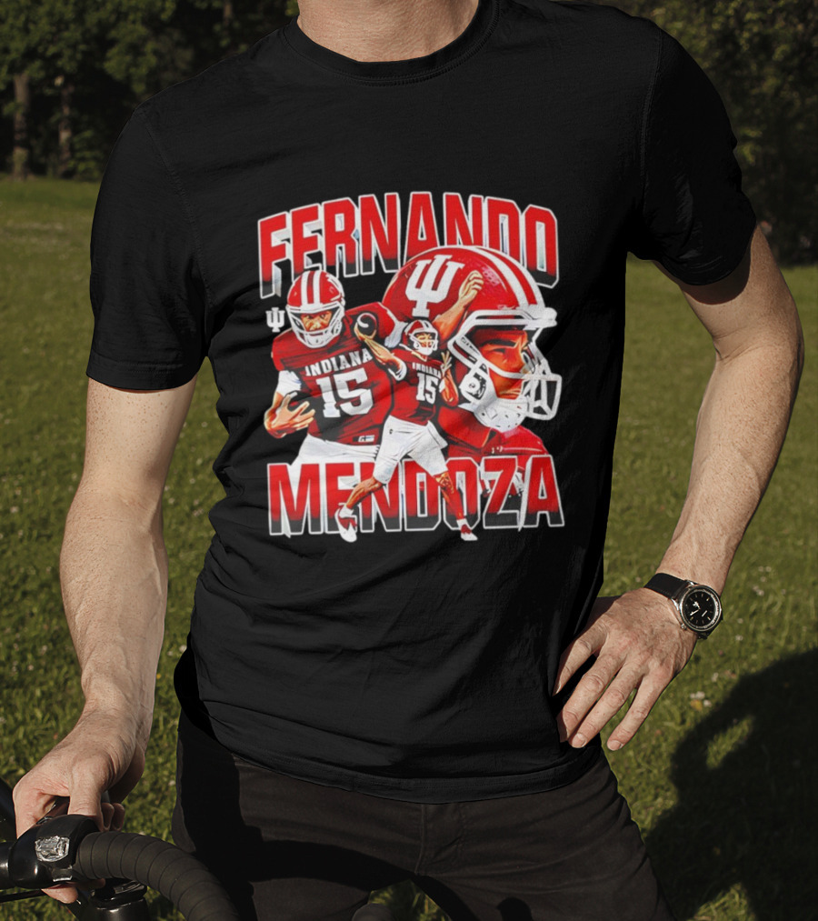 Indiana Football Fernando Mendoza Collage NCAA Player Number 15 T-Shirt