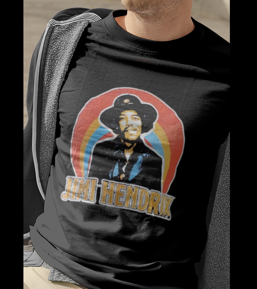 Jimi Hendrix Vintage Retro Rainbow Hat T-Shirt