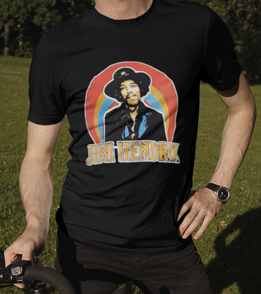 Jimi Hendrix Vintage Retro Rainbow Hat T-Shirt
