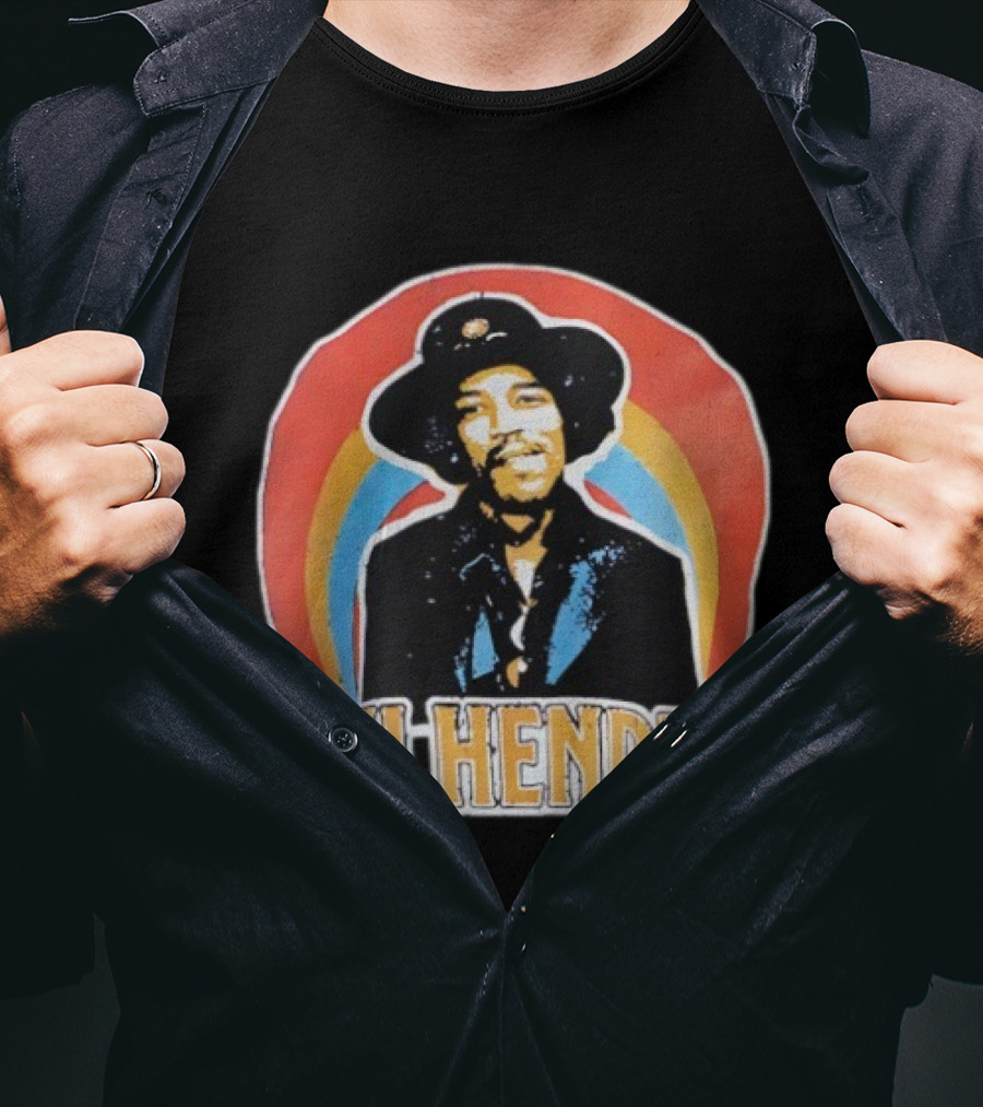 Jimi Hendrix Vintage Retro Rainbow Hat T-Shirt