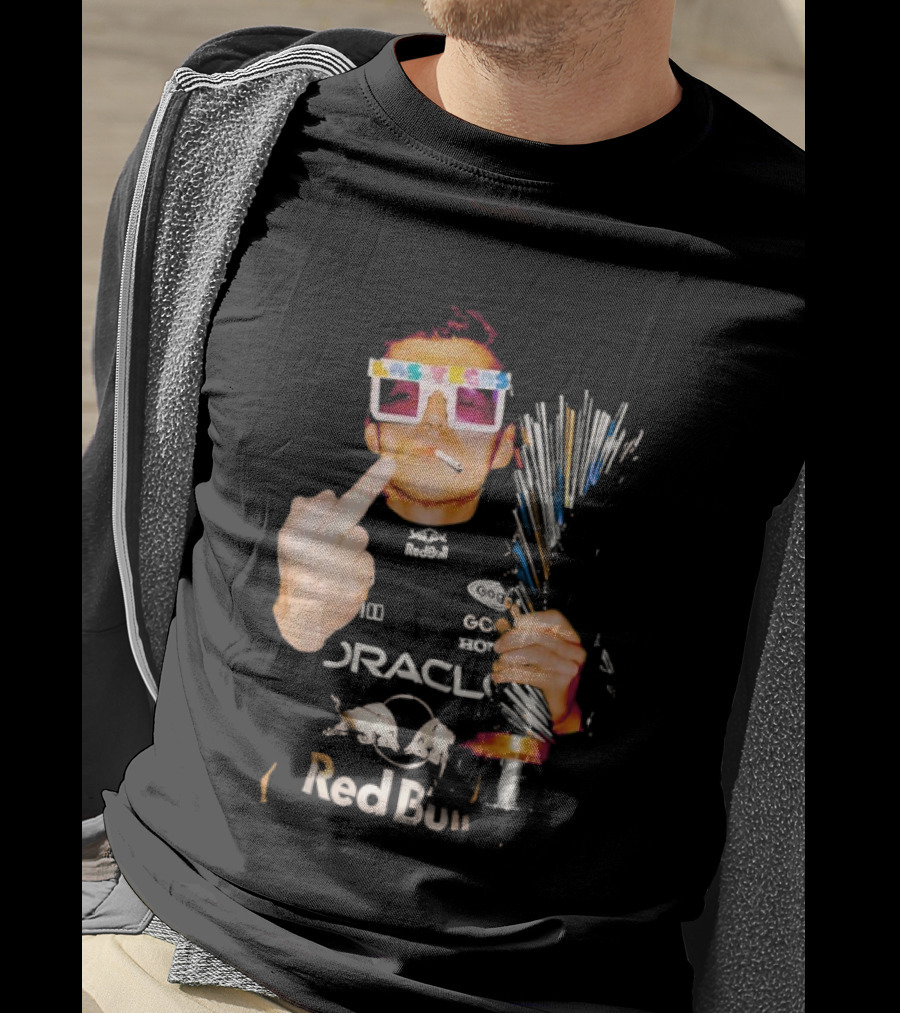 Max Verstappen Oracle Red Bull Pink Lego Sunglasses Middle Finger Las Vegas GP 2025 T-Shirt