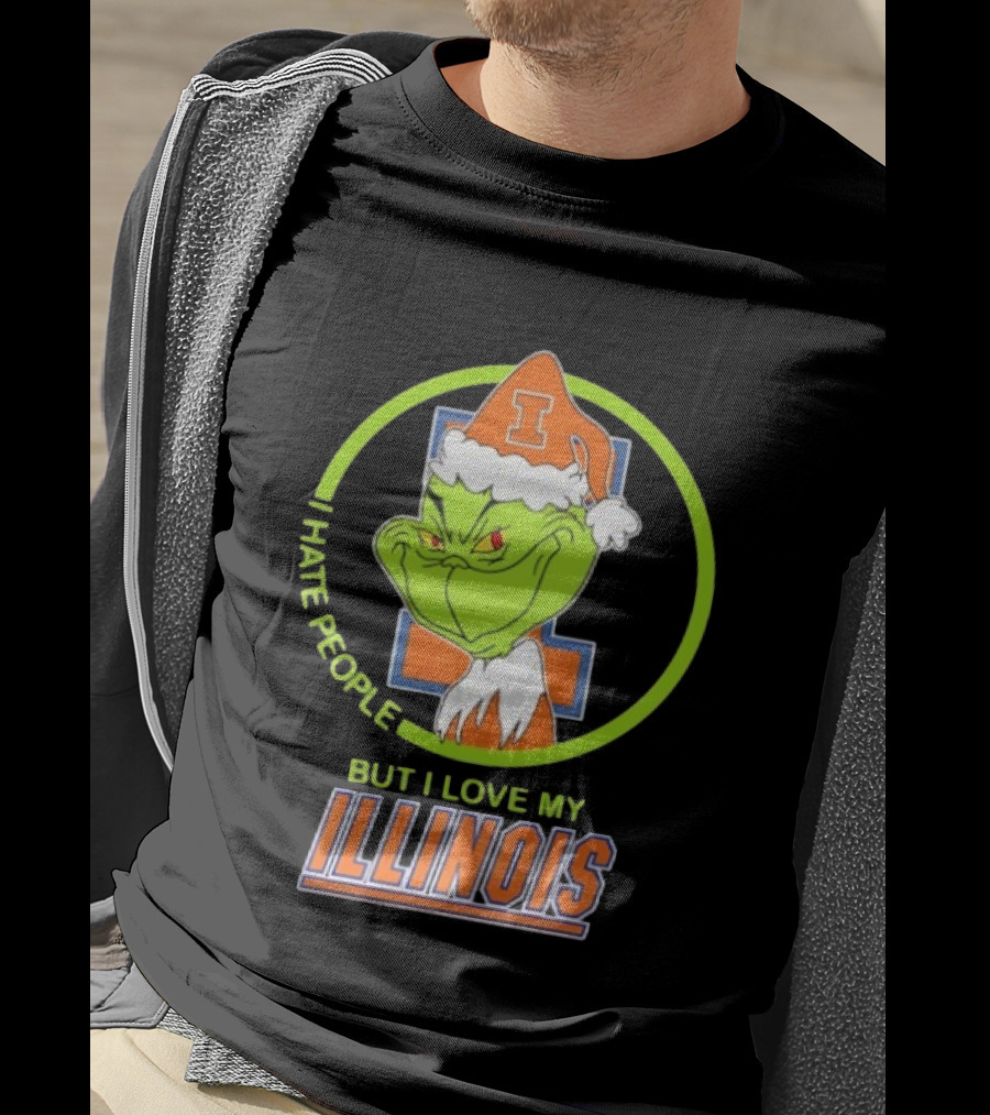 Grinch I Hate People But I Love My Illinois Fighting Illini T-Shirt