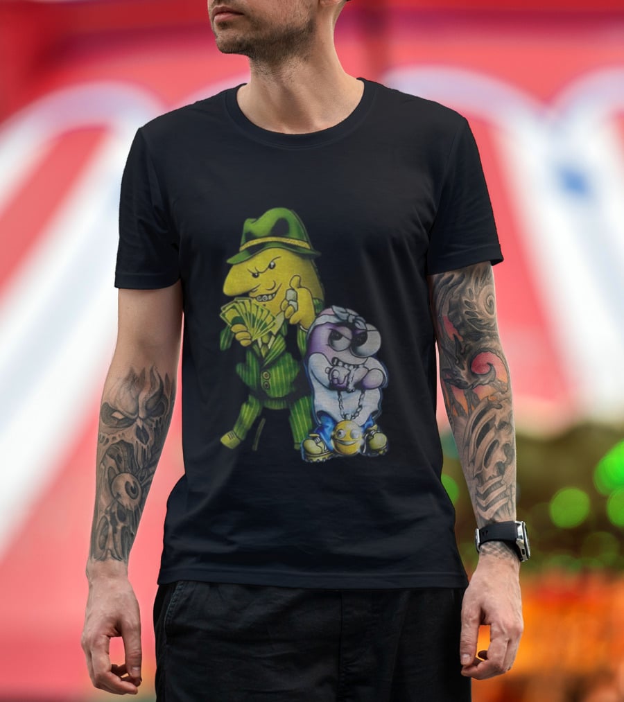 Pim And Charlie Cartoon Money And Chains Gangster Style T-Shirt