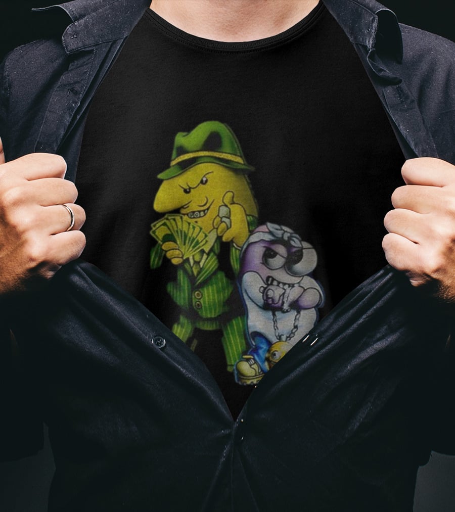 Pim And Charlie Cartoon Money And Chains Gangster Style T-Shirt