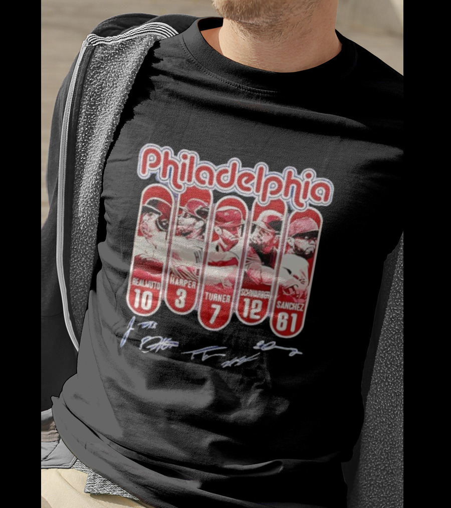 Philadelphia Phillies Realmuto Harper Turner Schwarber Sanchez Signatures T-Shirt