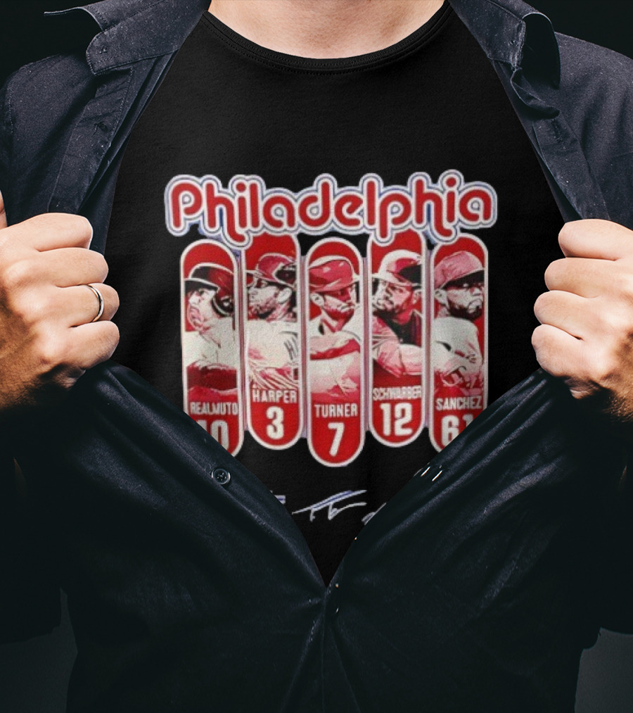 Philadelphia Phillies Realmuto Harper Turner Schwarber Sanchez Signatures T-Shirt