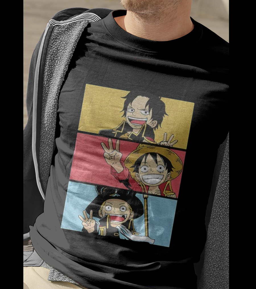 Straw Hat Pirates Luffy Ace Sabo Iwara One Piece Manga Brothers Japanese T-Shirt