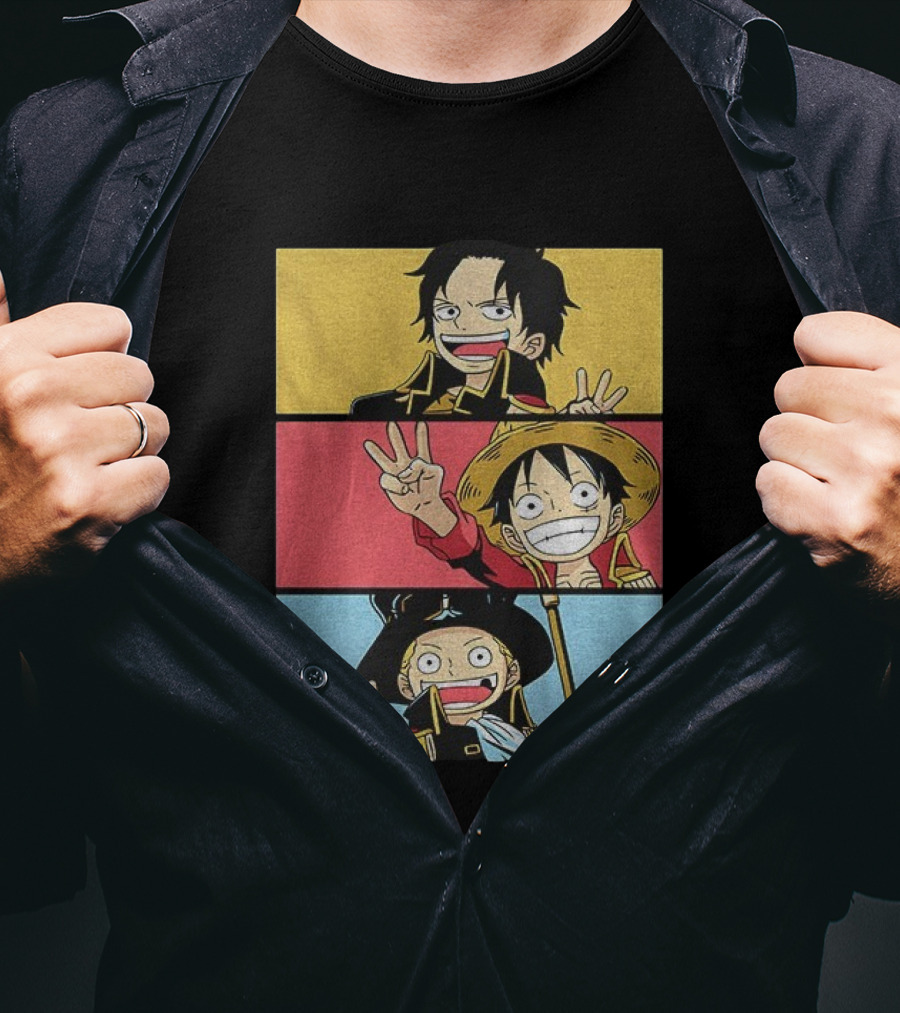 Straw Hat Pirates Luffy Ace Sabo Iwara One Piece Manga Brothers Japanese T-Shirt