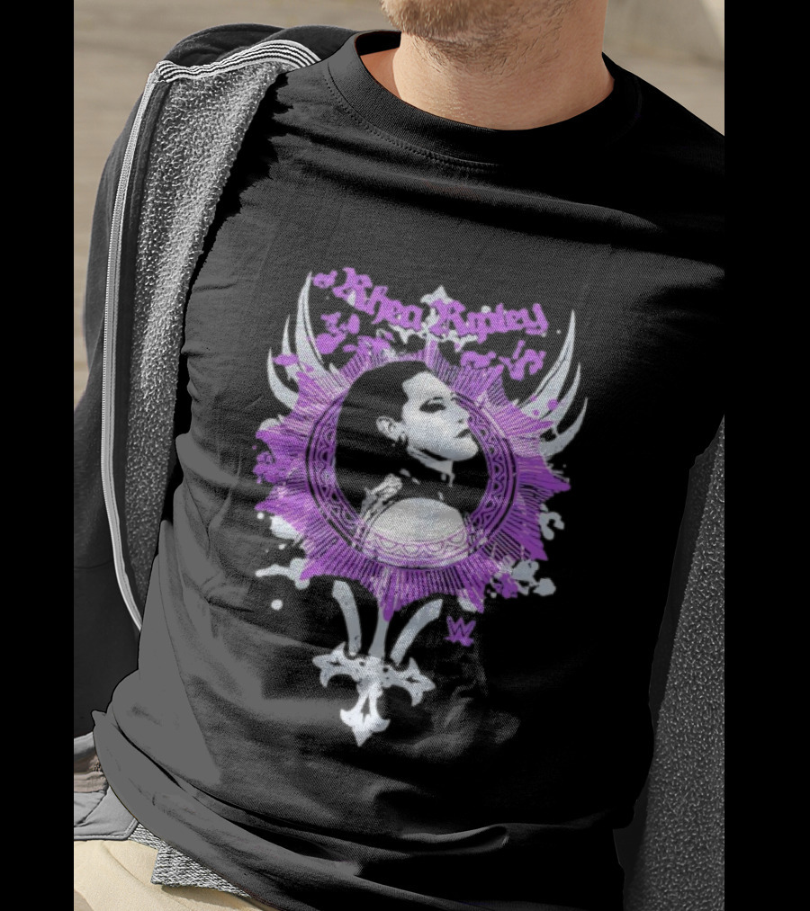 Rhea Ripley WWE Vintage Purple Circular Portrait T-Shirt