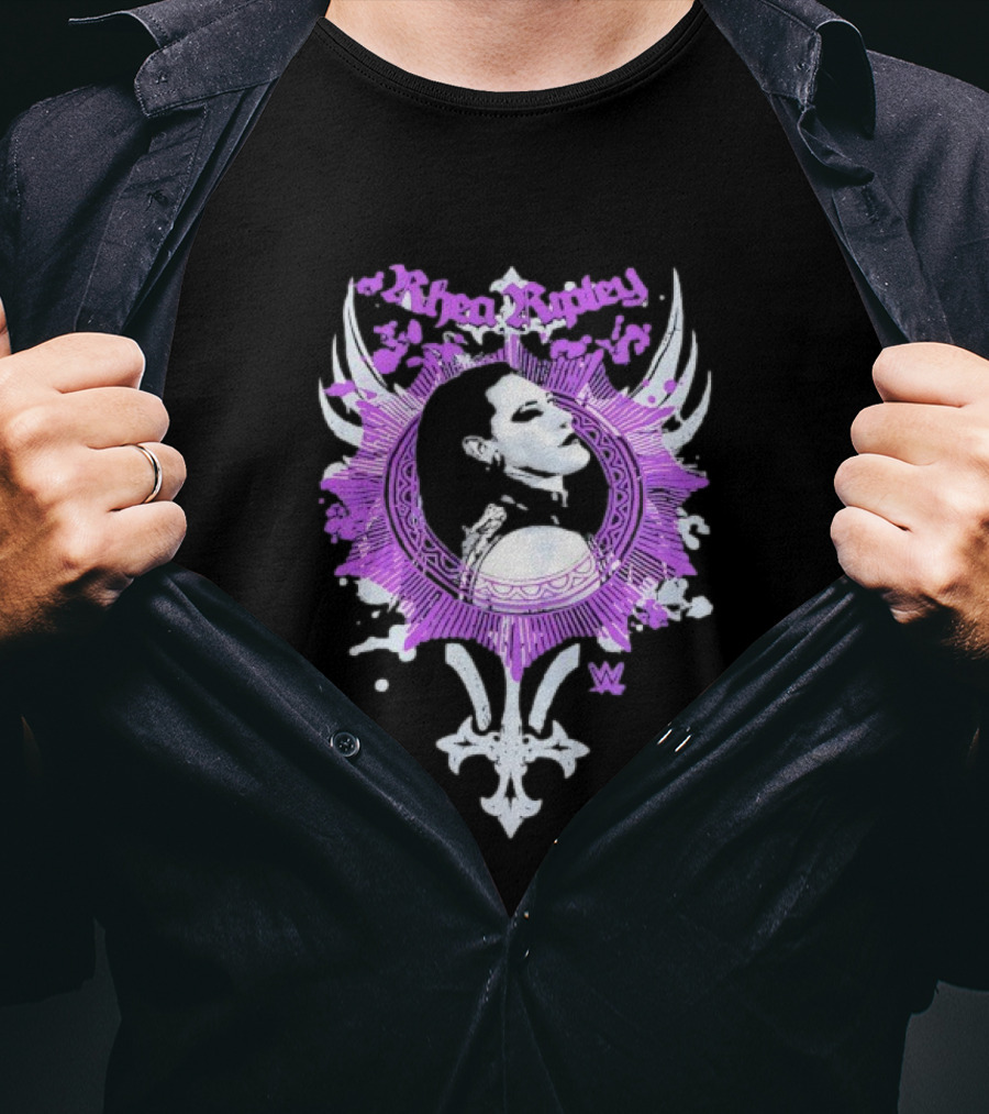 Rhea Ripley WWE Vintage Purple Circular Portrait T-Shirt