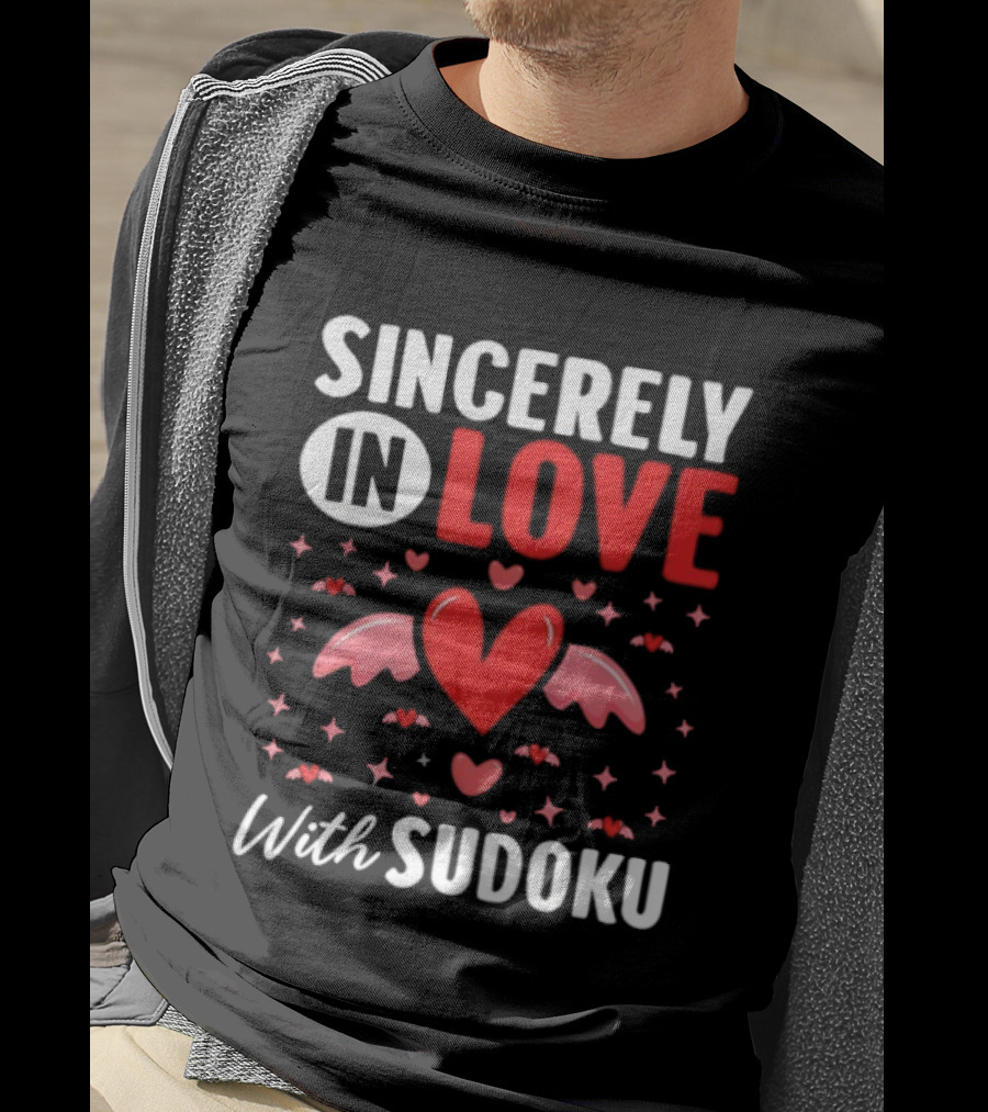 Sincerely In Love With Sudoku Heart Wings And Stars T-Shirt