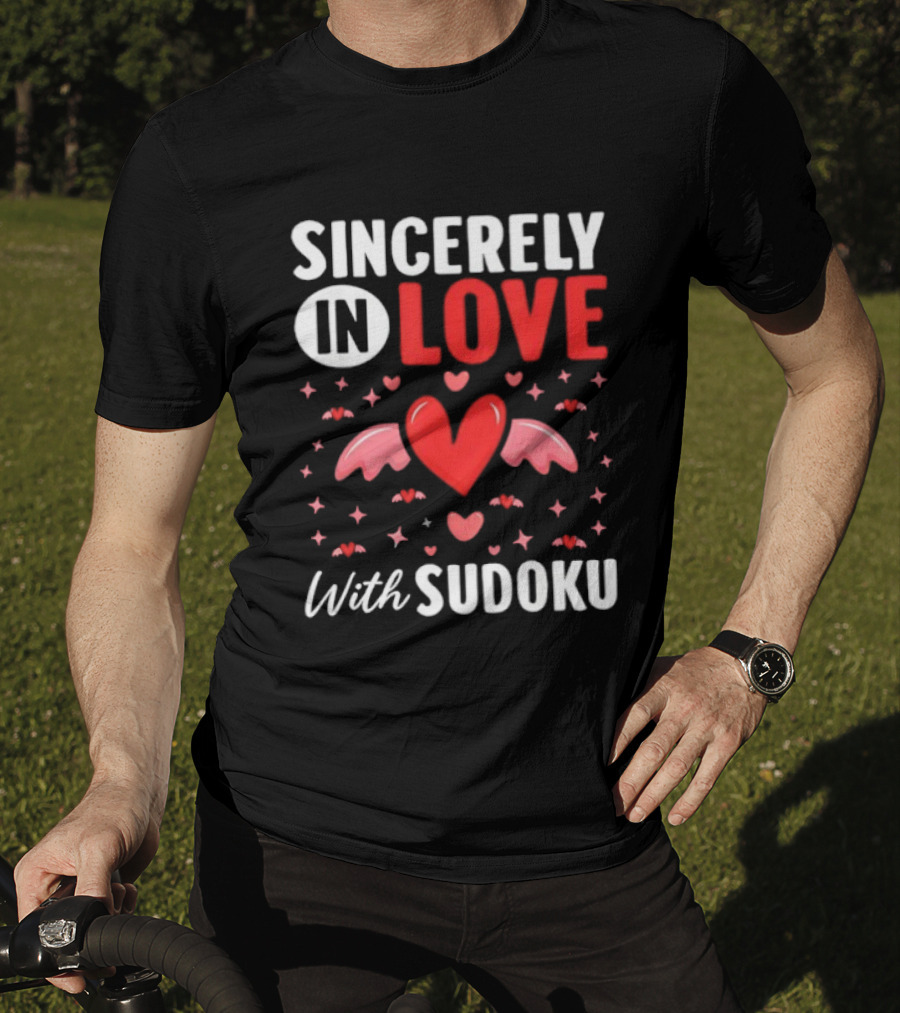 Sincerely In Love With Sudoku Heart Wings And Stars T-Shirt