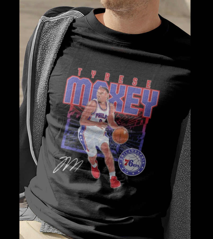 NBA Tyrese Maxey Philadelphia 76ers Player Signature T-Shirt