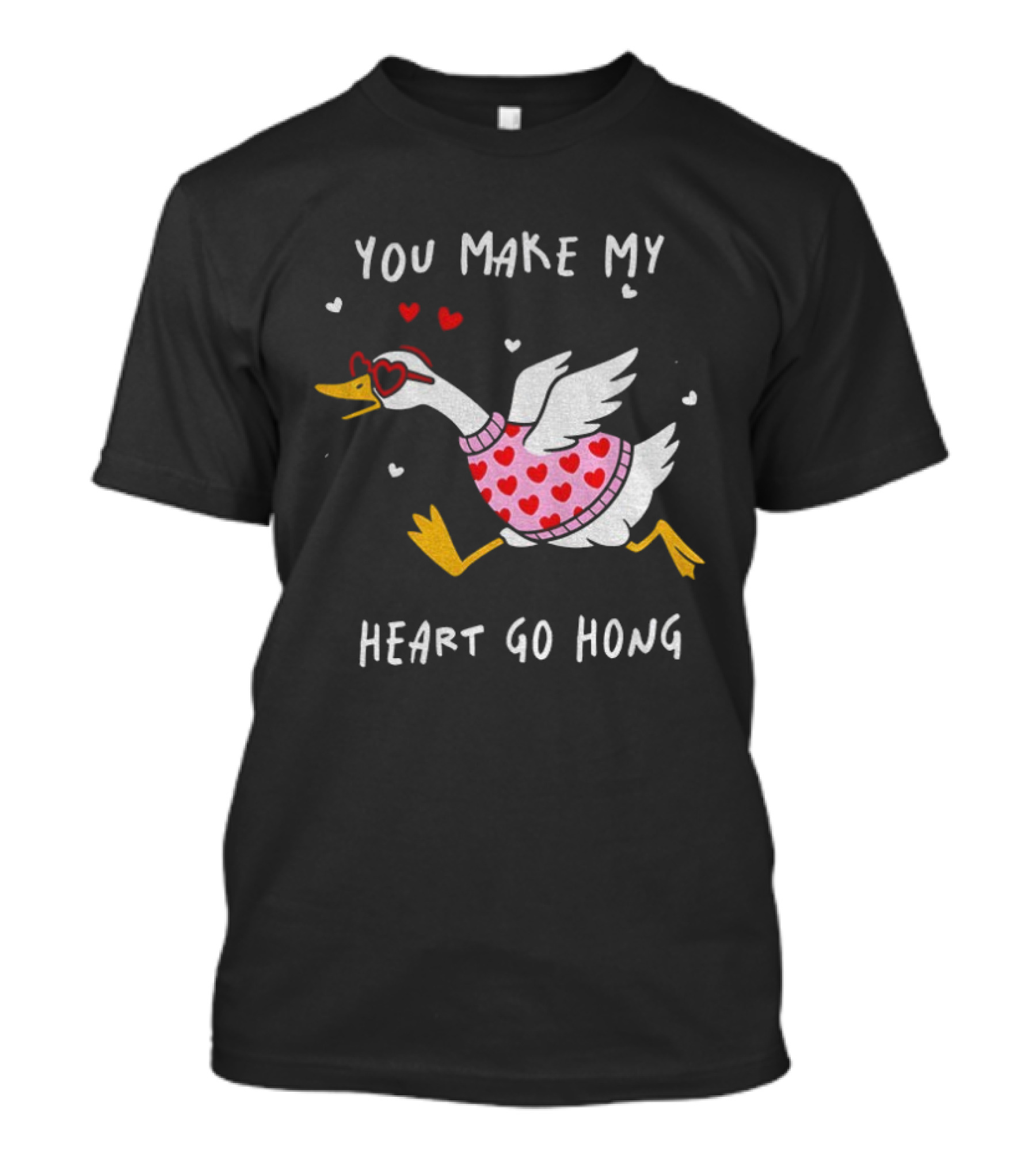 Valentine's Day Heart Go Hong Goose With Sunglasses And Hearts T-Shirt