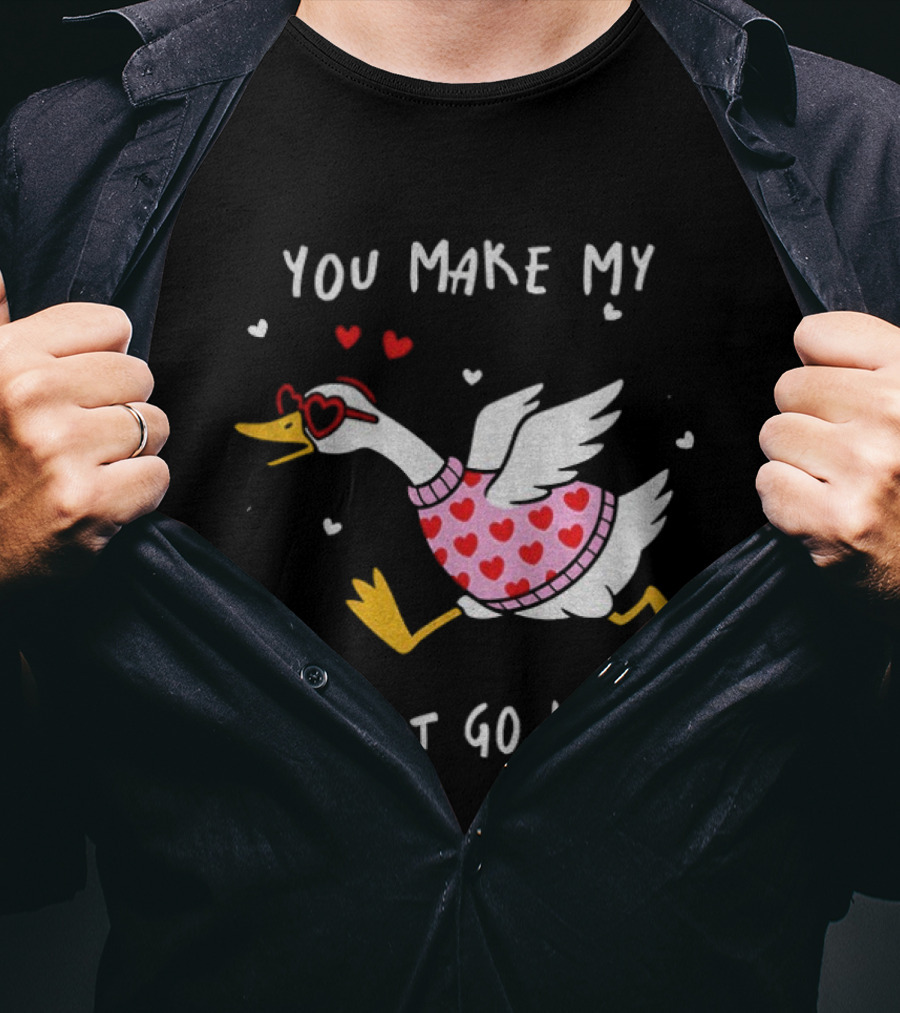 Valentine's Day Heart Go Hong Goose With Sunglasses And Hearts T-Shirt