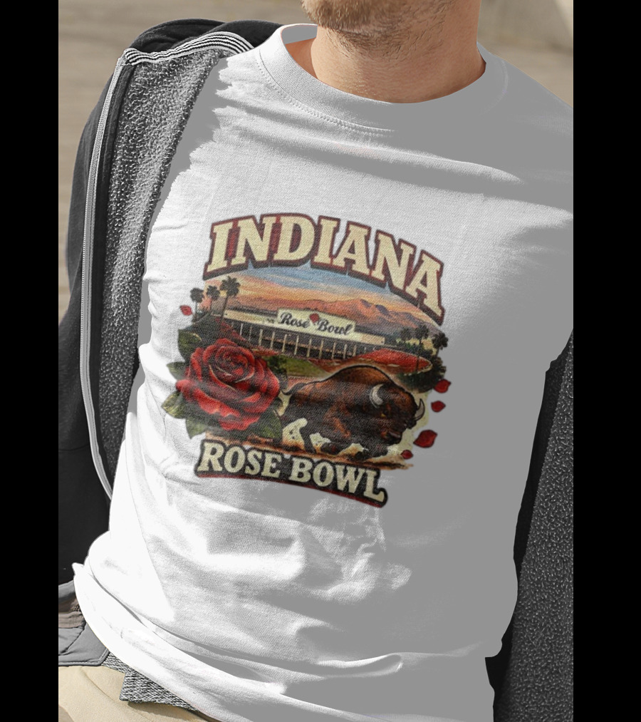 Indiana Rose Bowl Pasadena CA Game Day Vintage Buffalo And Rose Stadium Retro T-Shirt