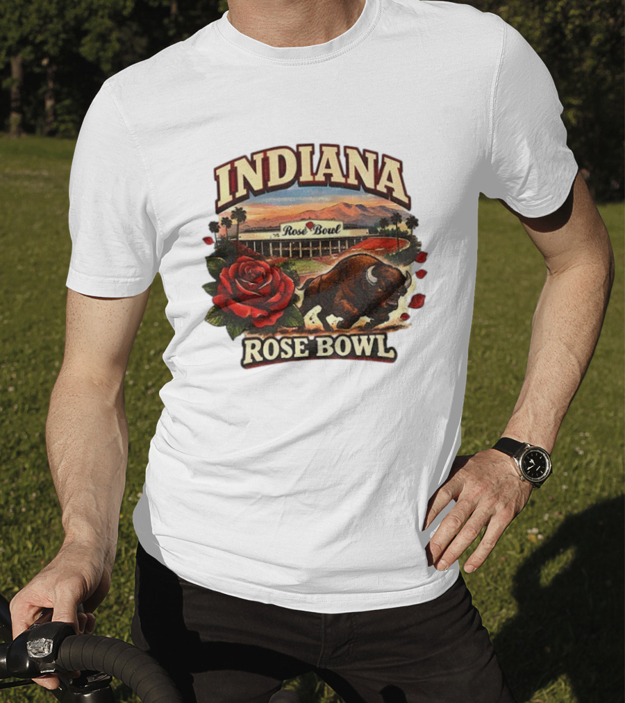 Indiana Rose Bowl Pasadena CA Game Day Vintage Buffalo And Rose Stadium Retro T-Shirt