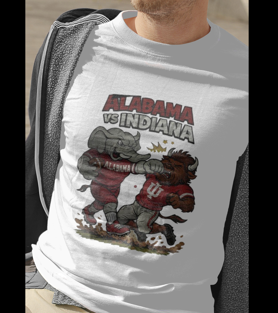 Alabama Vs Indiana Rivalry Football Showdown Cartoon Mashup T-Shirt