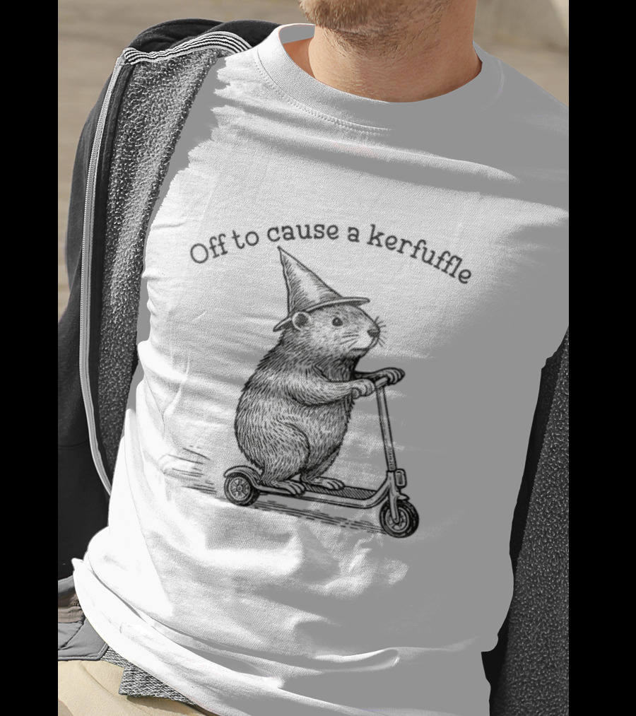 Off To Cause A Kerfuffle Groundhog Witch Riding Scooter T-Shirt