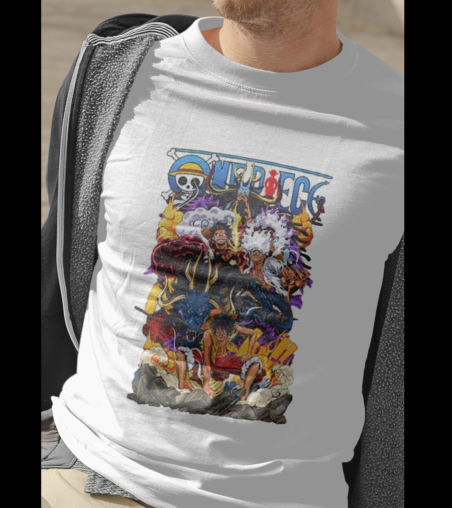 One Piece Anime Luffy Straw Hat Crew Manga Pirate Collage T-Shirt