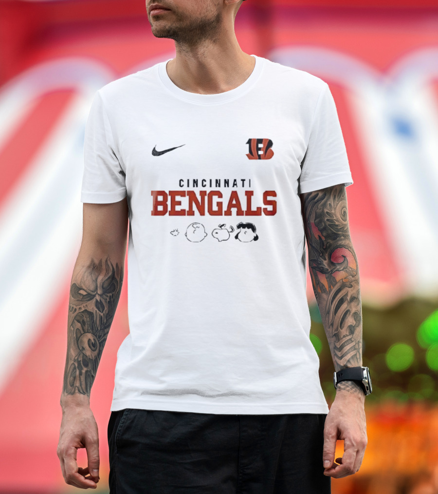 Cincinnati Bengals Nike Peanuts Abbey Road Cartoon Collaboration T-Shirt