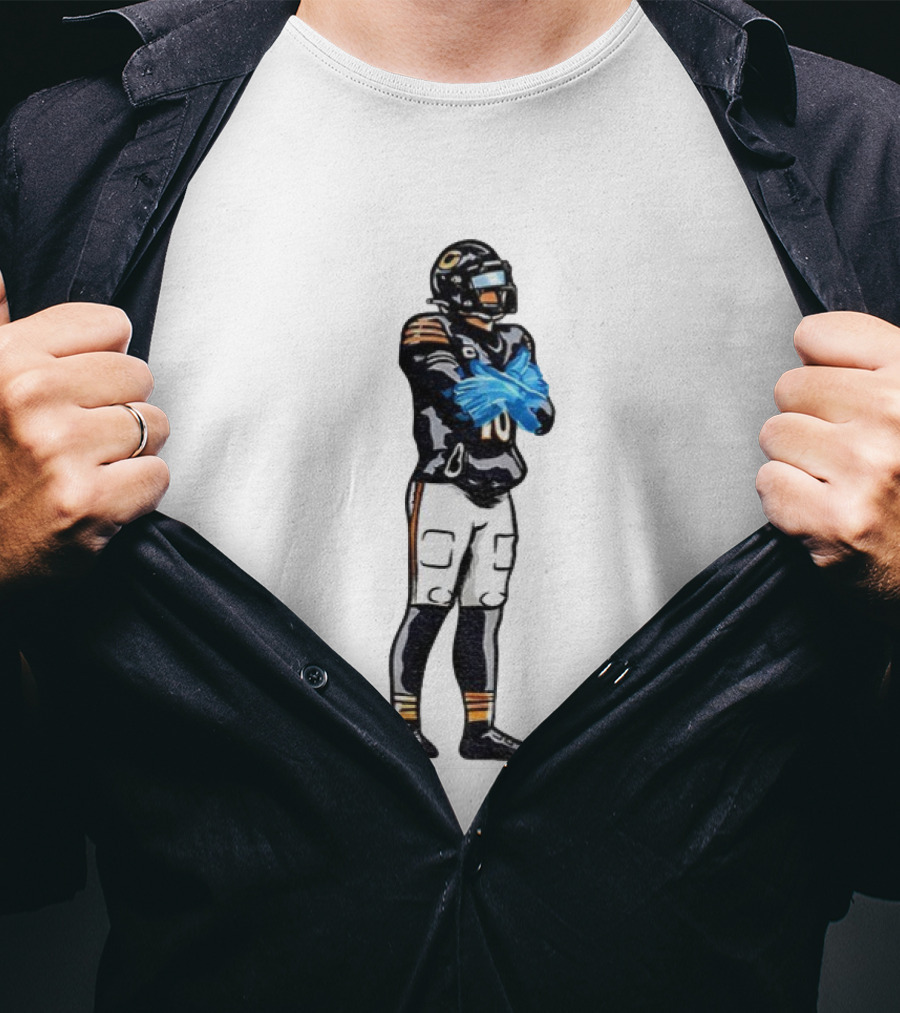 Caleb Williams Iceman #18 Ice Gloves Football Player Crossing Arms Black And Orange Jersey T-Shirt