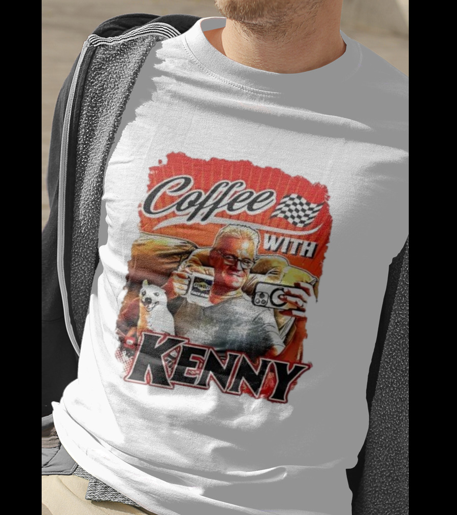 Coffee With Kenny Racing Checkered Flag And Dog T-Shirt