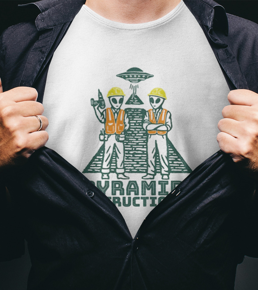 Pyramid Construction Co. Alien Builders Ancient Astronaut Humor T-Shirt
