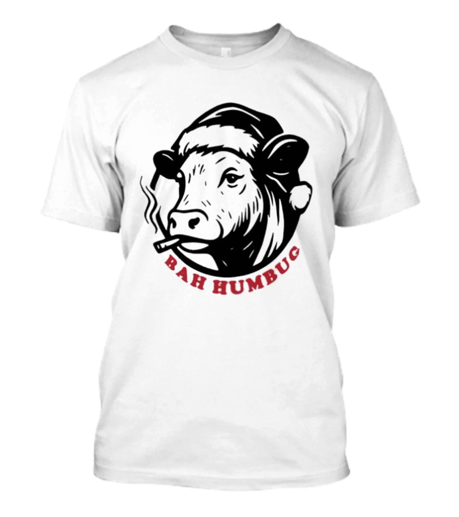 Cow Santa Smoking Bah Humbug Christmas Humor T-Shirt
