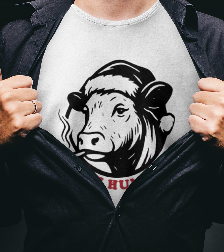 Cow Santa Smoking Bah Humbug Christmas Humor T-Shirt