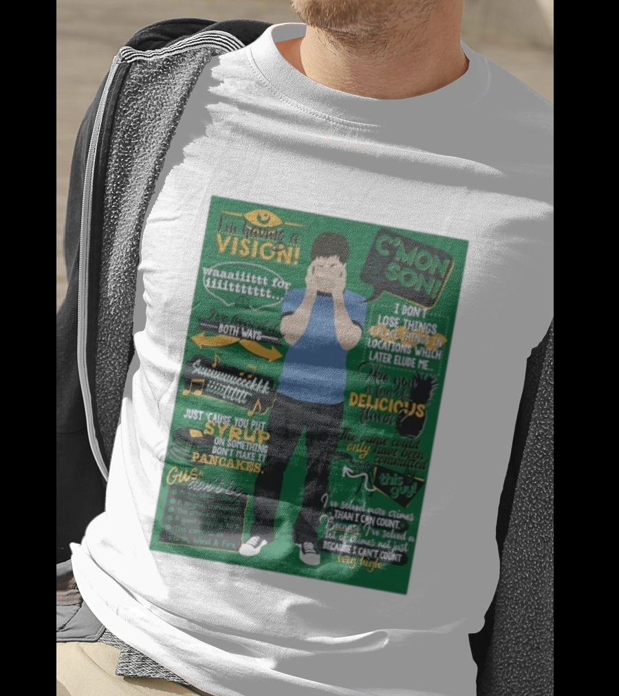 I'm Having A Vision Shawn Spencer C'mon Son Delicious Flavor I've Heard It Both Ways Pancakes T-Shirt