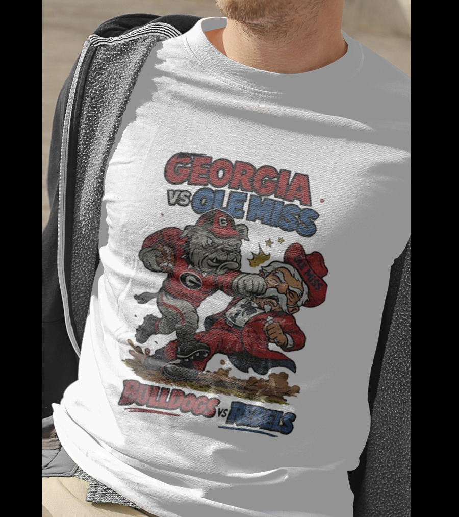 Georgia Vs. Ole Miss Bulldogs Rebels Retro Football Rivalry CFP T-Shirt