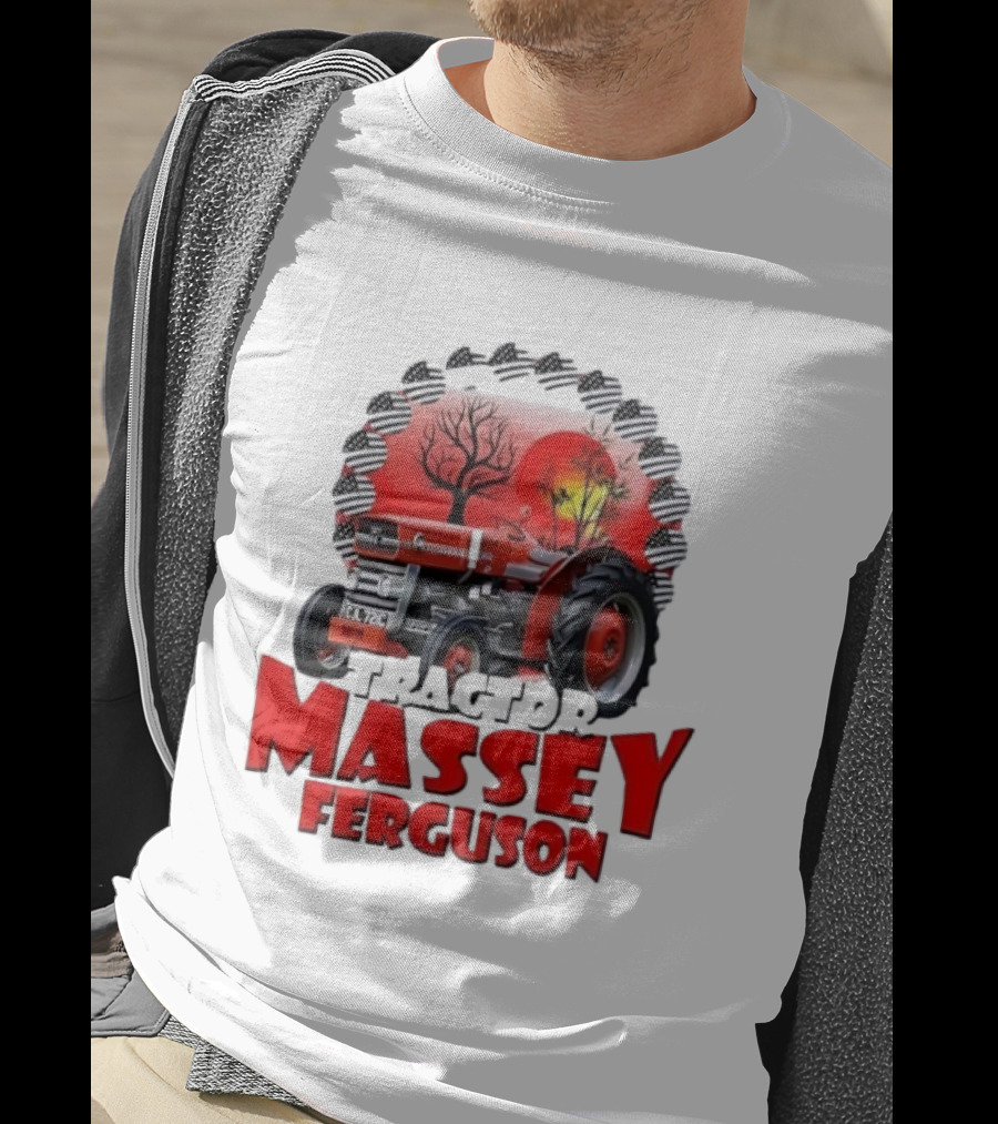 Massey Ferguson Tractor Red Landscapes Sun Trees T-Shirt