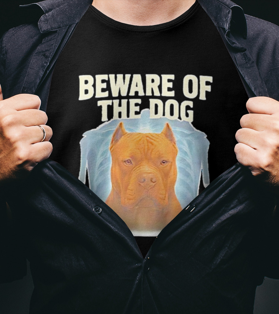 Beware Of The Dog X Ray Pitbull Warning T-Shirt