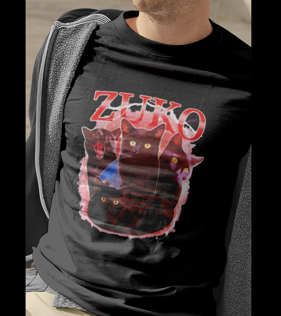 Zuko Cats Black Graphic With Red T-Shirt