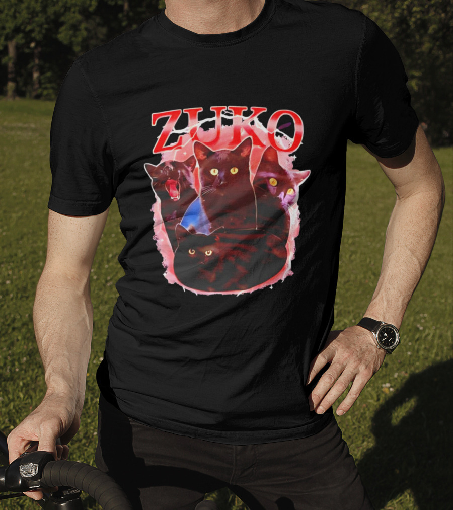 Zuko Cats Black Graphic With Red T-Shirt
