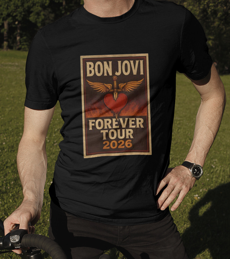 Bon Jovi Forever Tour 2026 Heart Dagger Winged T-Shirt