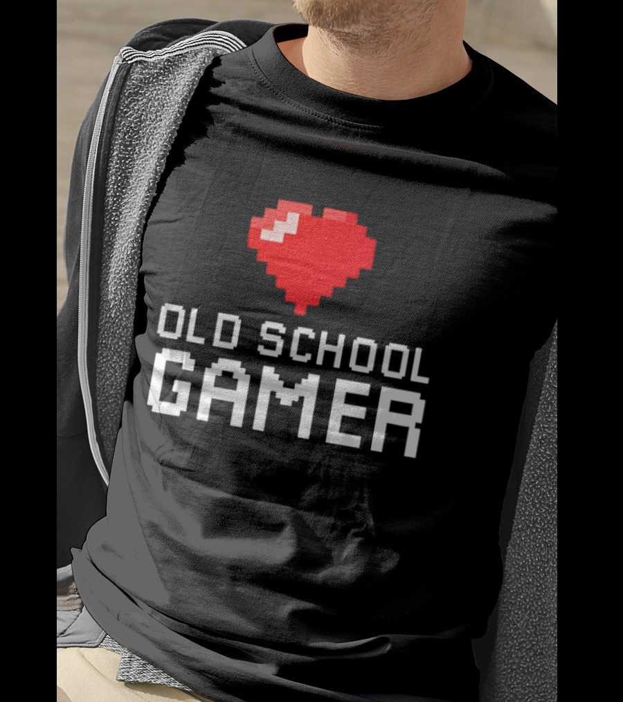 Pixel Heart Old School Gamer T-Shirt