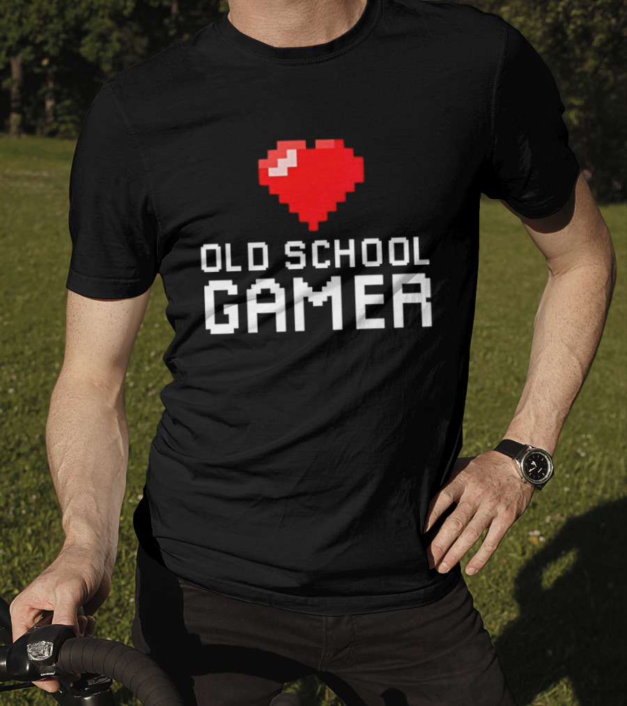 Pixel Heart Old School Gamer T-Shirt