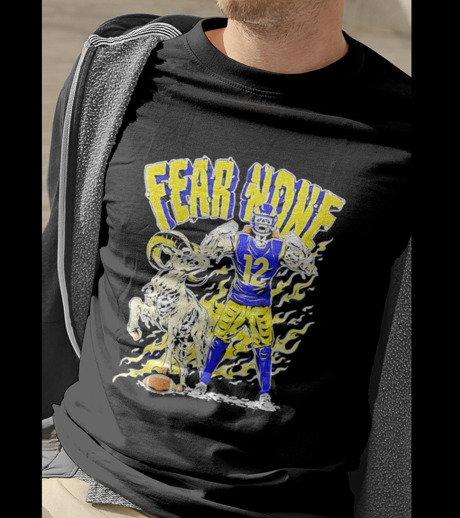 Puka Nacua Fear None 12 Los Angeles Rams Football Skeleton T-Shirt
