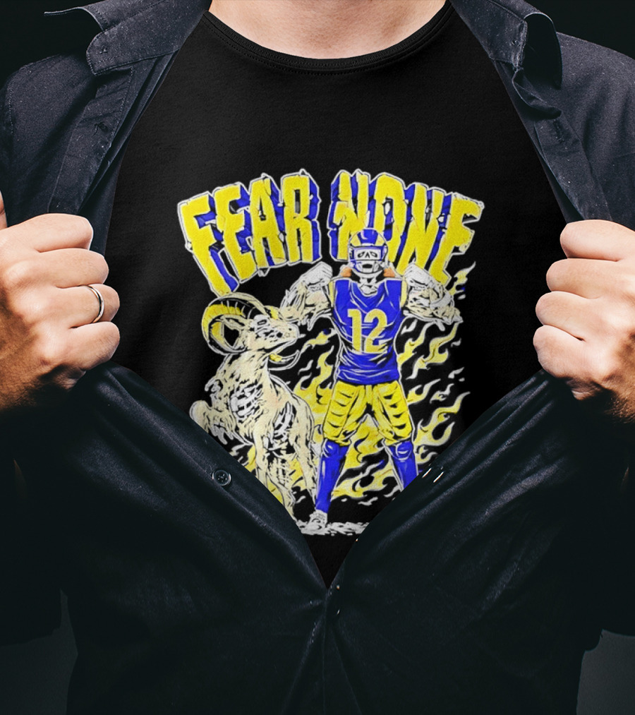 Puka Nacua Fear None 12 Los Angeles Rams Football Skeleton T-Shirt