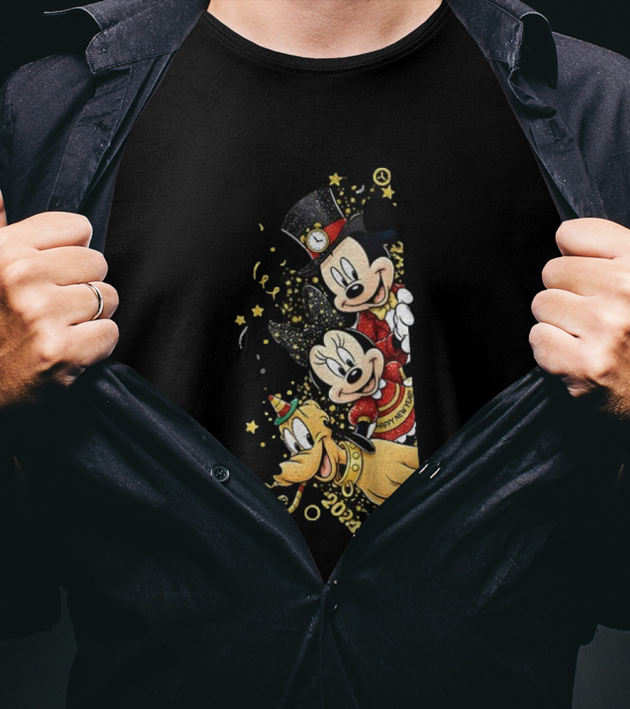 Mickey Mouse Happy New Year 2023 Pluto Minnie Celebration T-Shirt