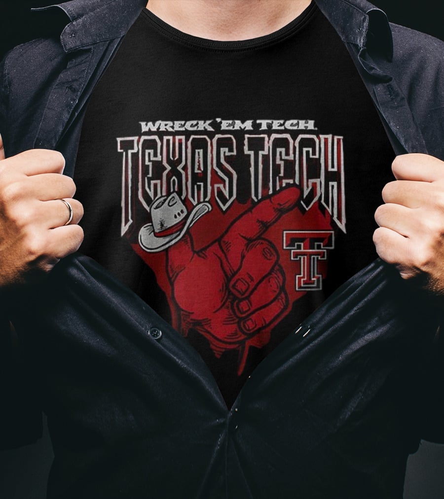 Wreck 'Em Tech Texas Tech Red Raiders Cowboy Hand Sign T-Shirt